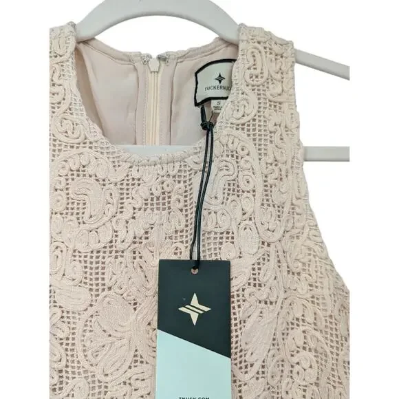 Tuckernuck Leilana Cream Crochet Lace Midi Dress Sleeveless Size S NWT - Picture 4 of 6